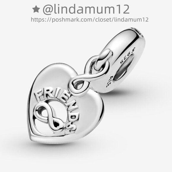 Pandora Friends Forever Heart Dangle Charm - Picture 2 of 6